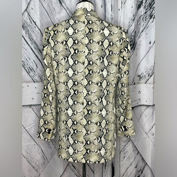 Zara Snakeskin Print Long Blazer Open Front Size S - Picture 3 of 8